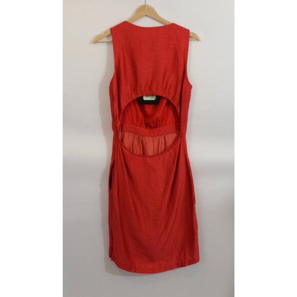 CYNTHIA ROWLEY Sz 8 Lava Red Sleeveless Sheath Dress Open Cutout Back NWT - Picture 5 of 8